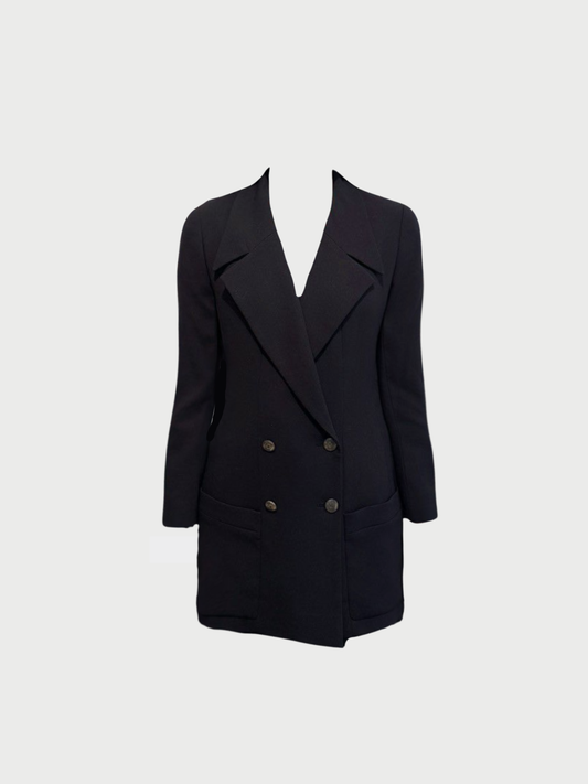 Chanel 2000s Black Wool COCO Button Jacket