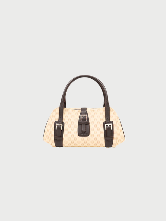 Loewe 2000s Ivory Brown Canvas Leather Senda Bag