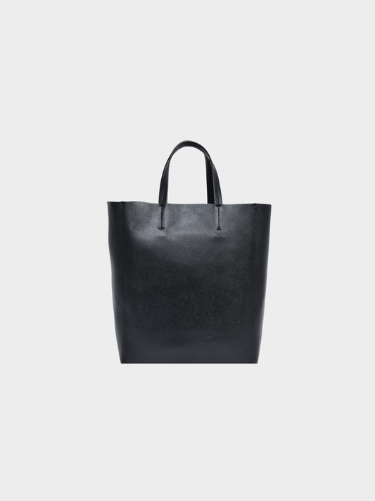 Celine 2020s Black Grained Calfskin Small Vertical Cabas Tote Bag