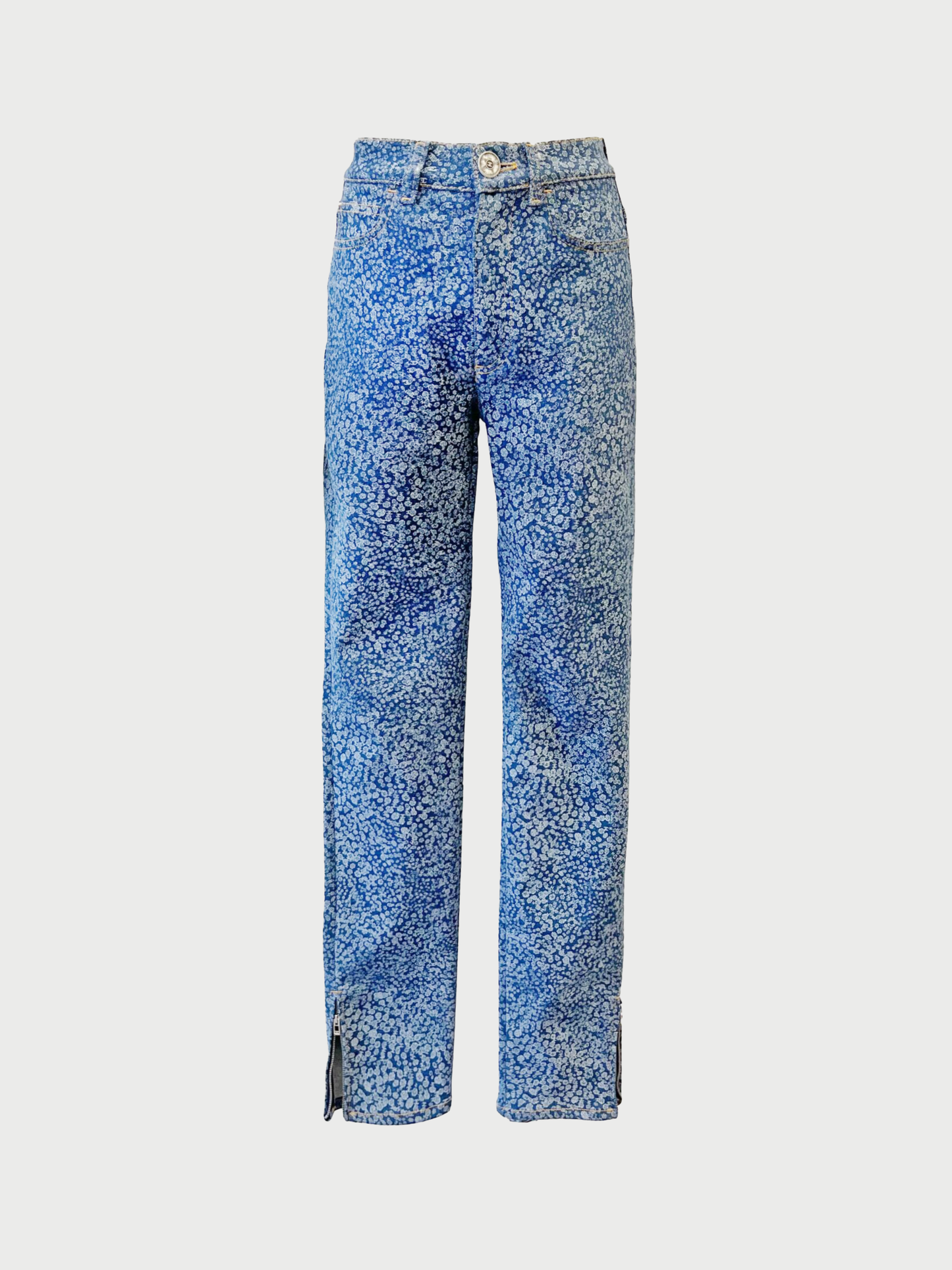 Chanel 2020s Blue Denim Camellia Logo Skinny Jeans