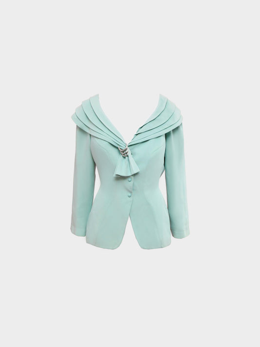 Thierry Mugler 1990s Pastel Blue Crepe Sailor Style Jacket