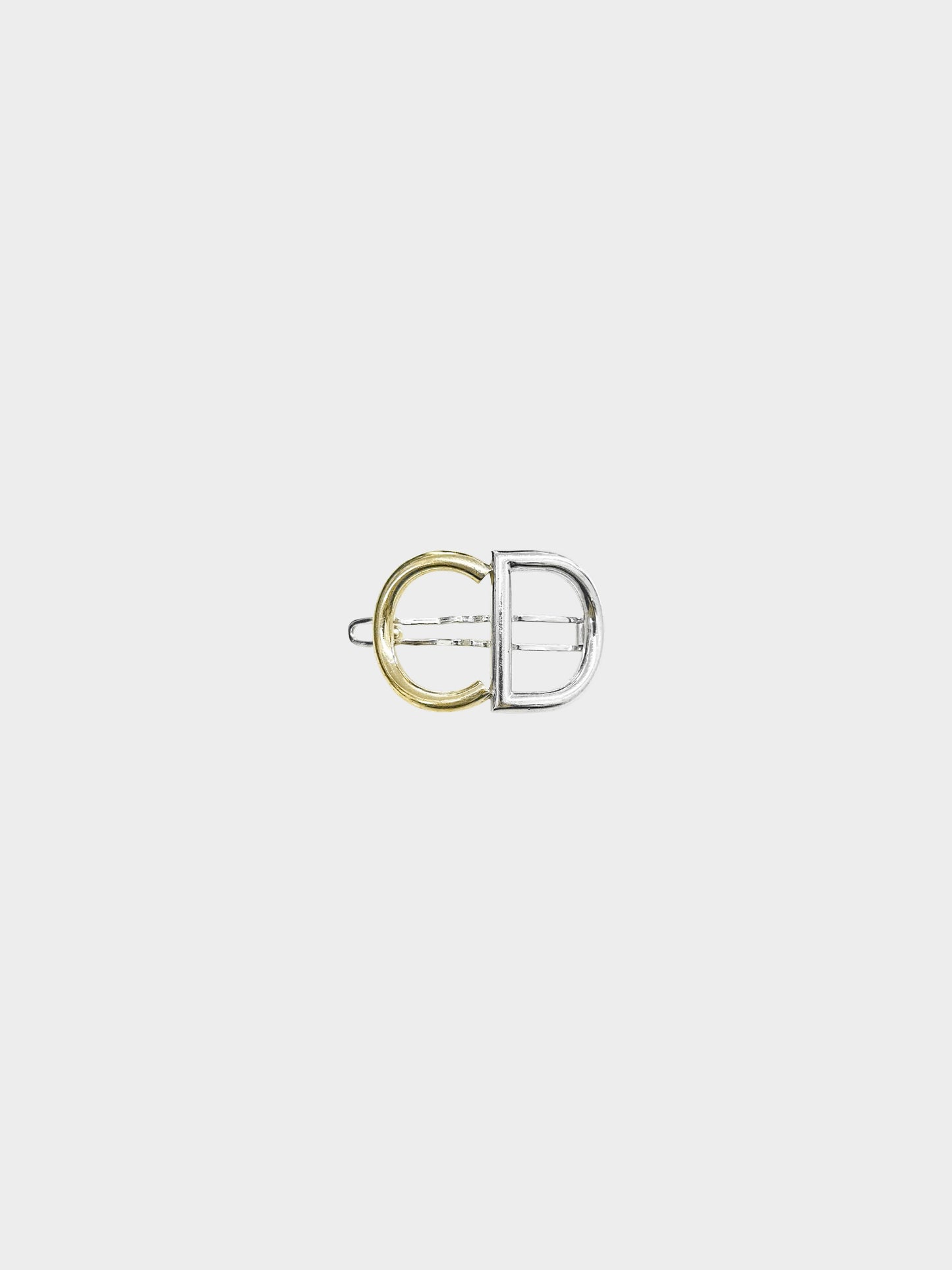 Christian Dior 1990s Gold and Silver CD Logo Barrette Clip