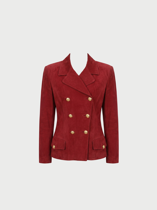 Loewe 1980 Red Leather Tailored Jacket