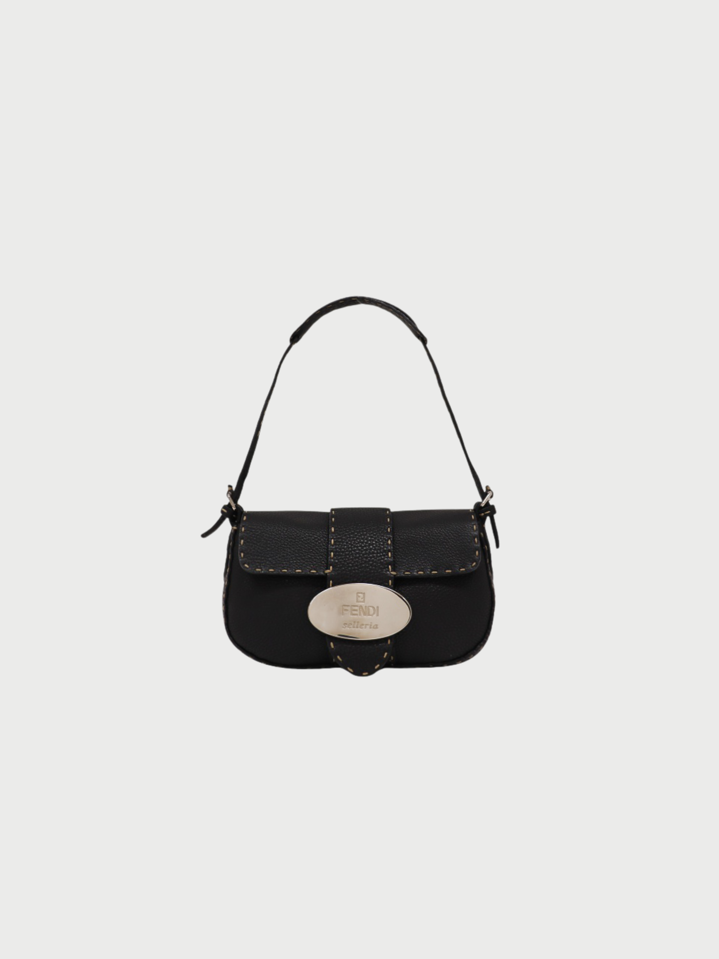 Fendi 2000s Black Selleria Leather One-Shoulder Bag