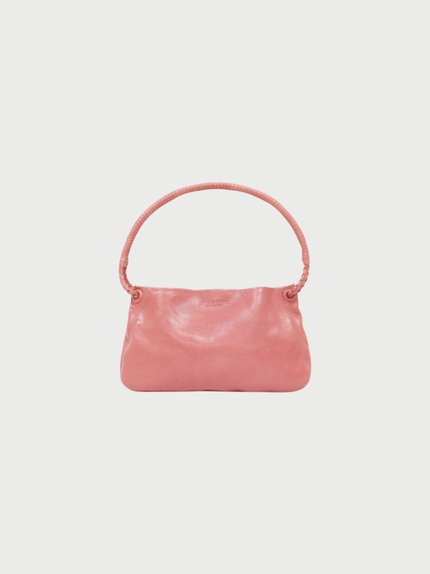 Bottega Veneta 2000s Pink Leather Logo Embossed One-Shoulder Bag