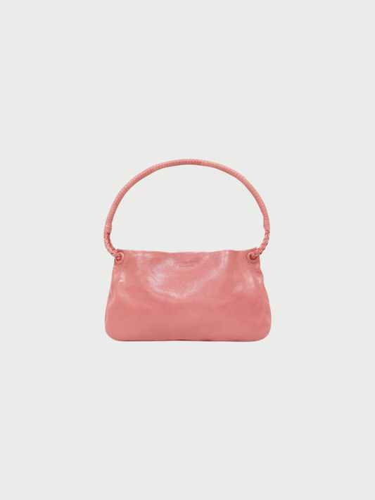 Bottega Veneta 2000s Pink Leather Logo Embossed One-Shoulder Bag