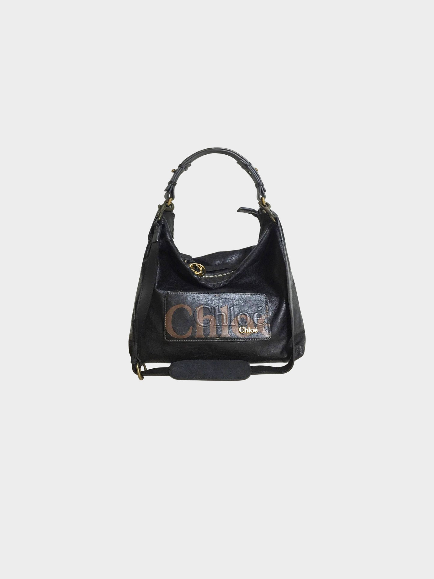 Chloé Early 2010s Black Leather Hobo Bag