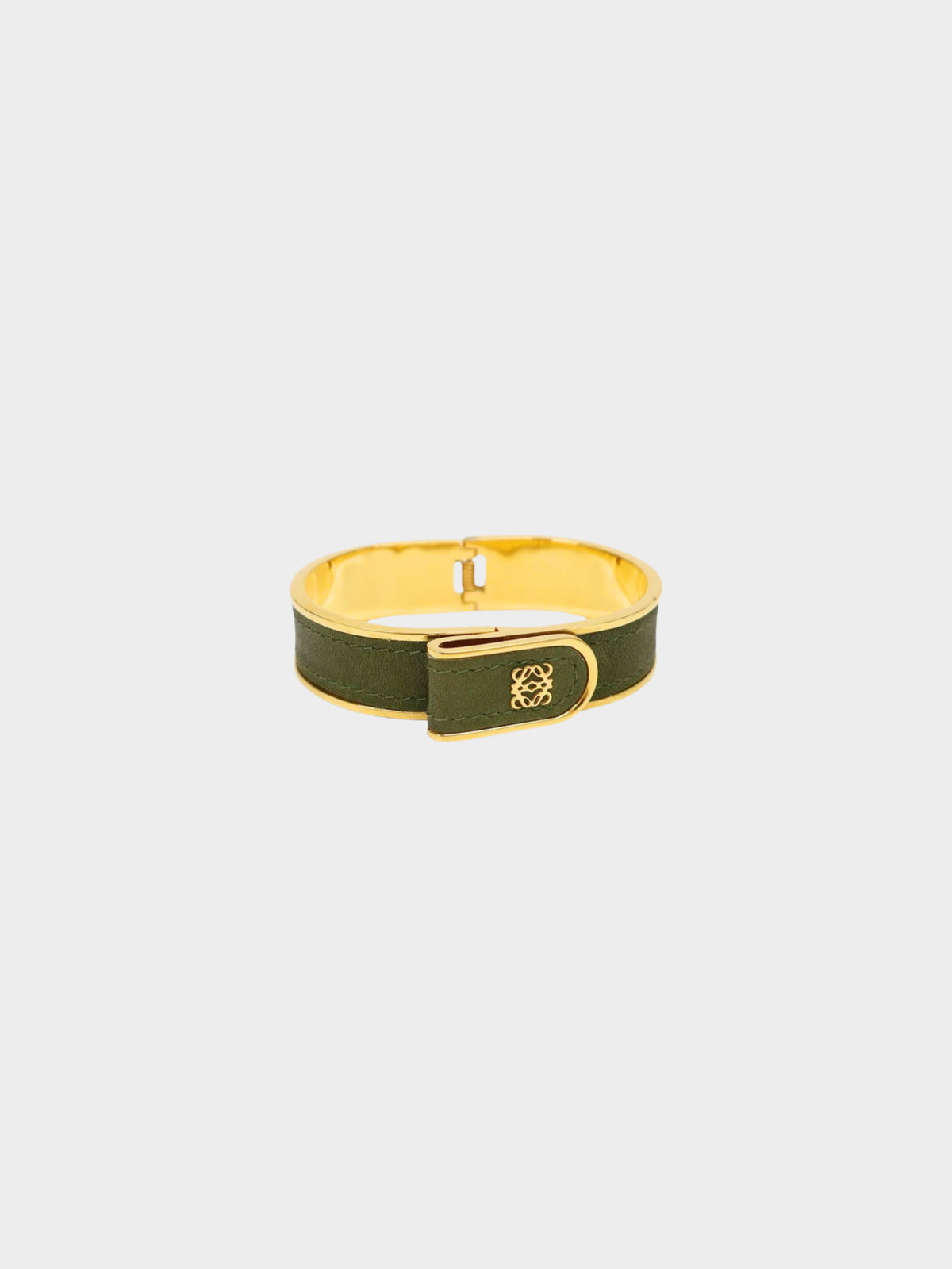 Loewe 2000s Gold Green Anagram Bangle