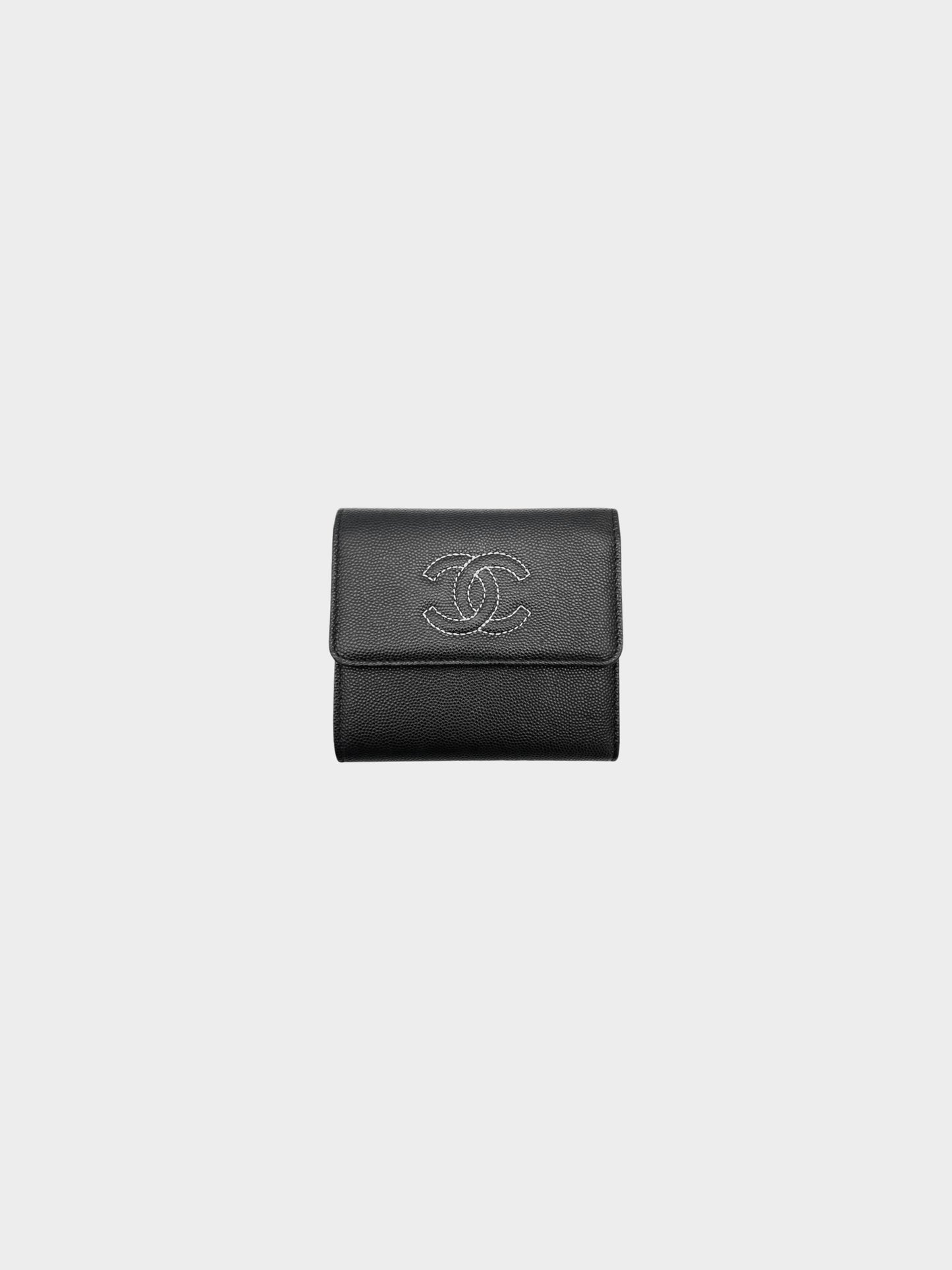 Chanel 2016 Black Caviar Trifold Wallet