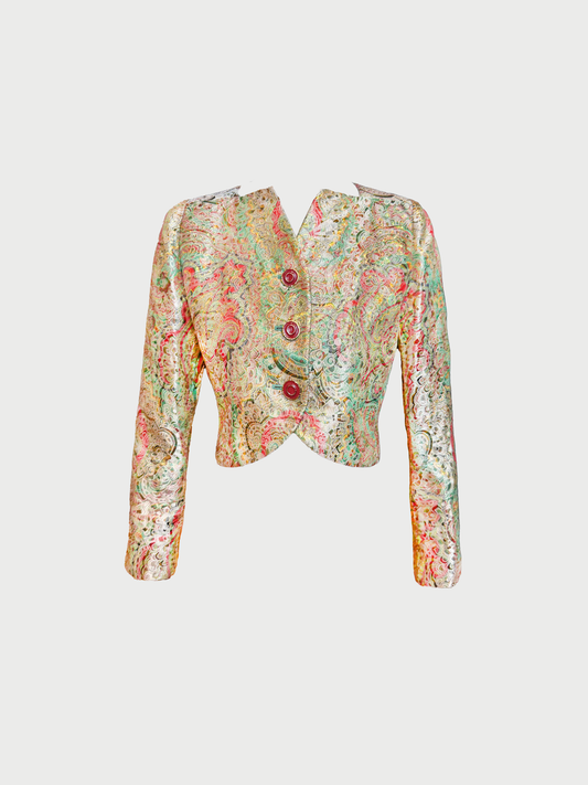 Yves Saint Laurent FW 1991-1992 Multicolor Brocade Cropped Jacket