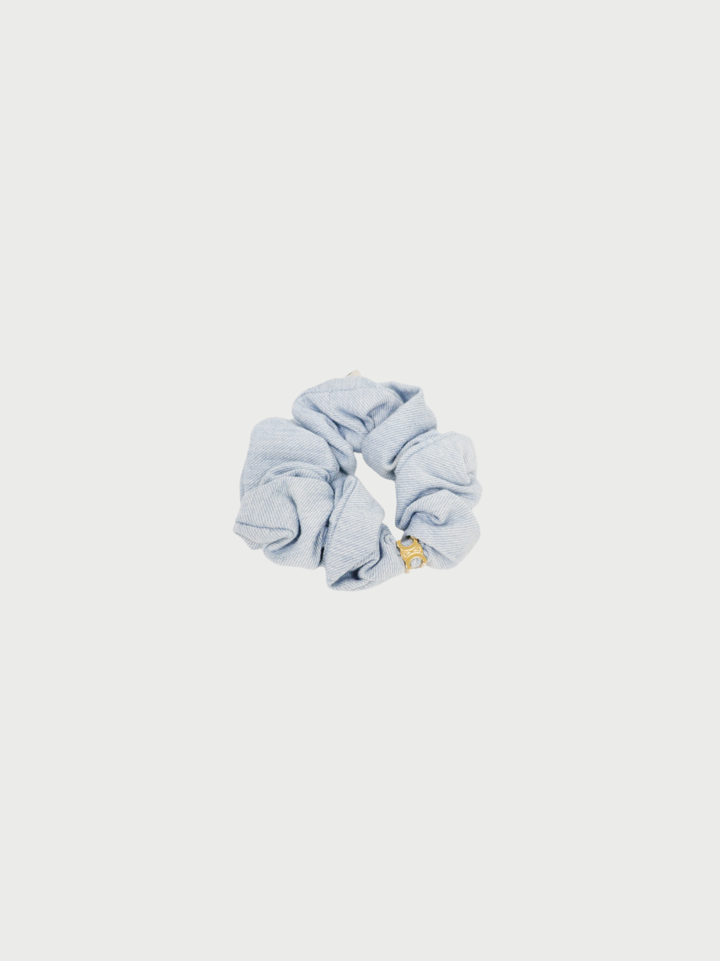 Celine 2020s Blue Cotton Triomphe Denim Scrunchie