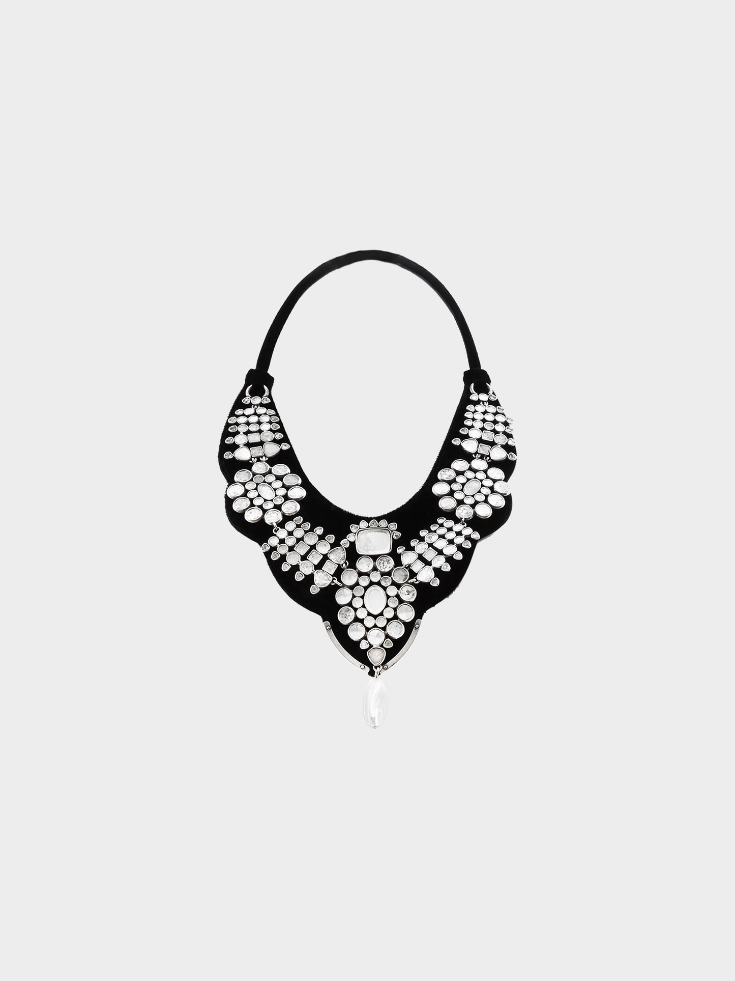 Yves Saint Laurent FW 2002 Rocca Crystal Collier Velvet Breastplate