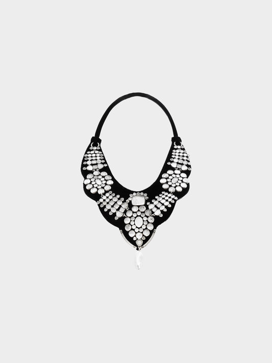 Yves Saint Laurent FW 2002 Rocca Crystal Collier Velvet Breastplate