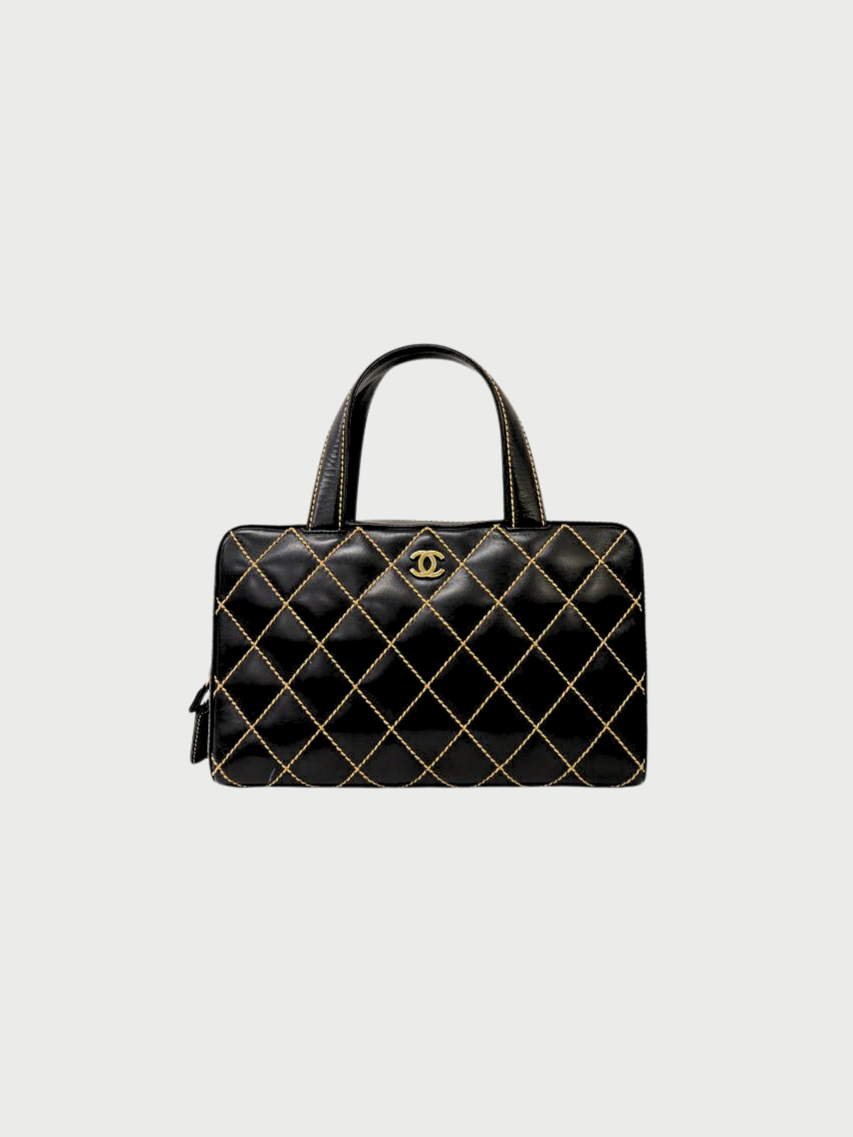Chanel 2000s Black Leather Wild Stitch Tote Bag