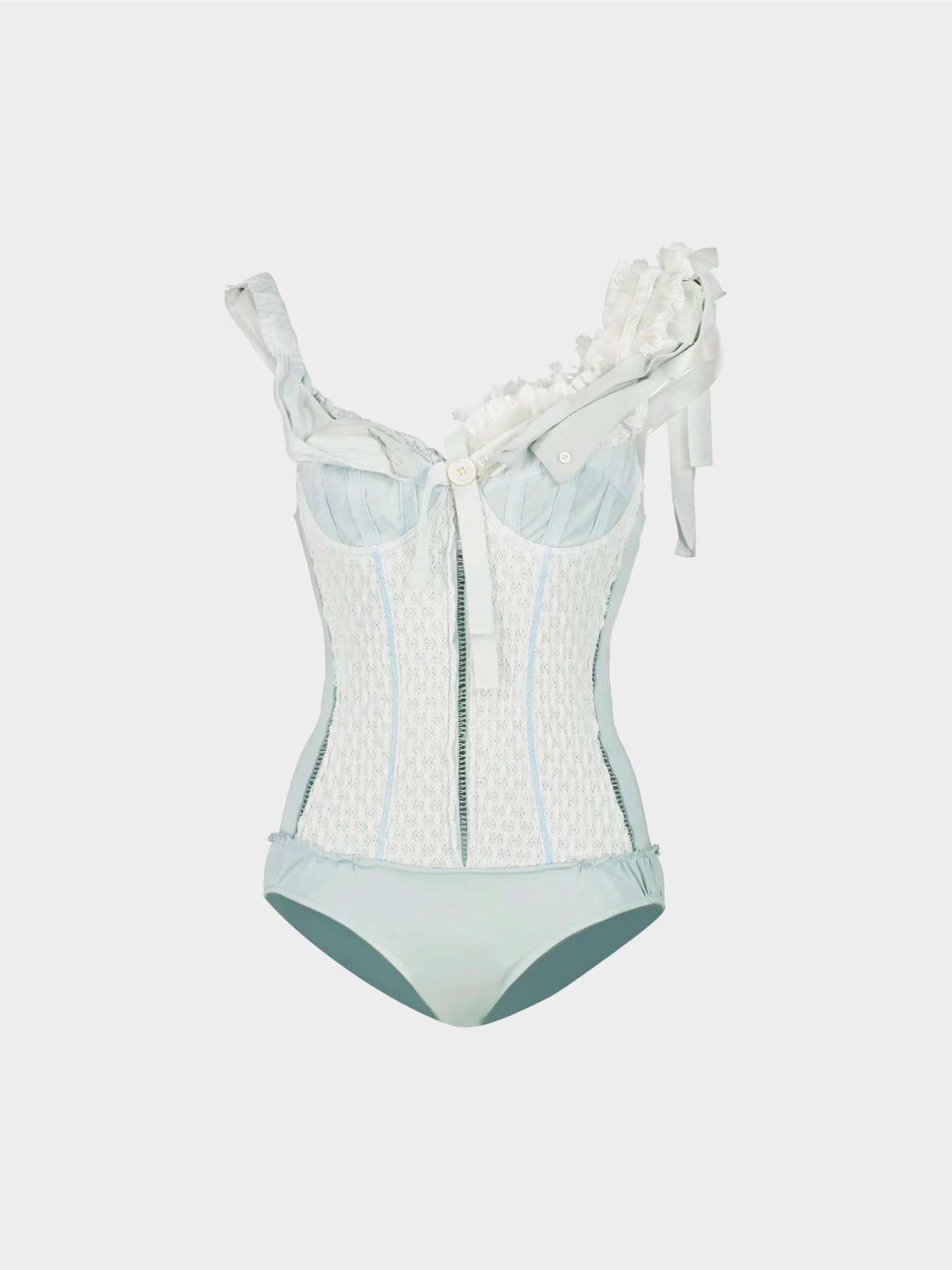 Louis Vuitton by Marc Jacobs SS 2007 Pale Blue Cotton-Draped Bodysuit