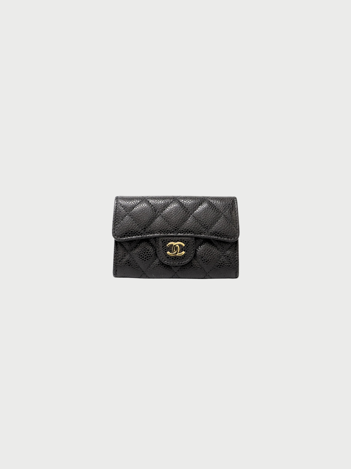 Chanel 2022 Black Caviar Leather Card Case