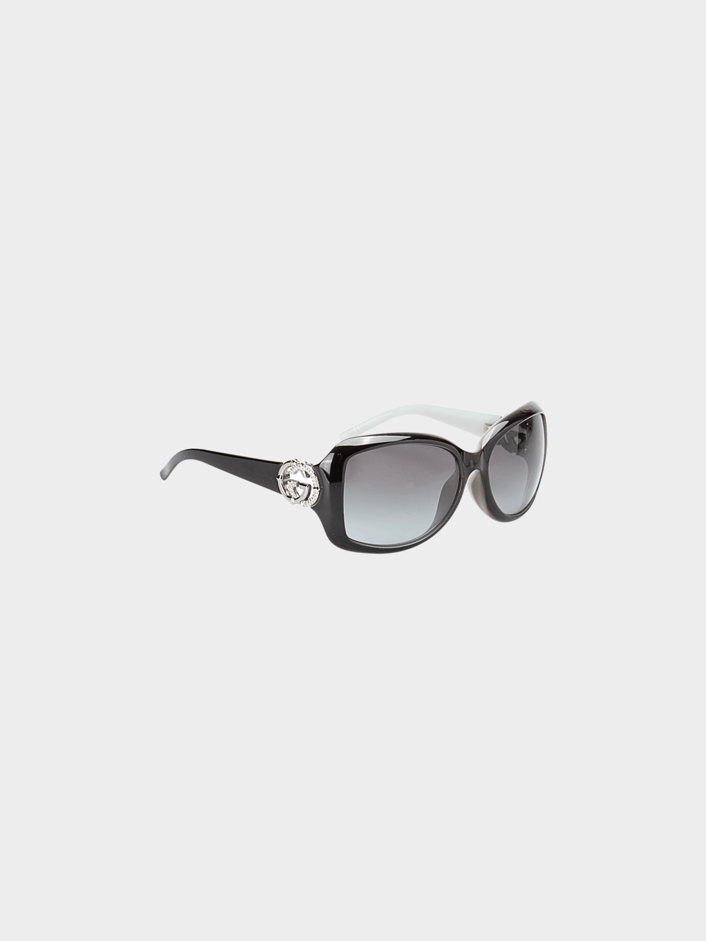 Gucci 2010s Black Interlocking G Bamboo Rhinestone Sunglasses