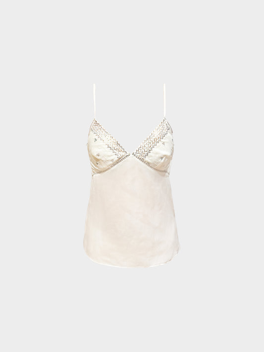 Chloe 2005 Beige Glitter Embellished Cami Top