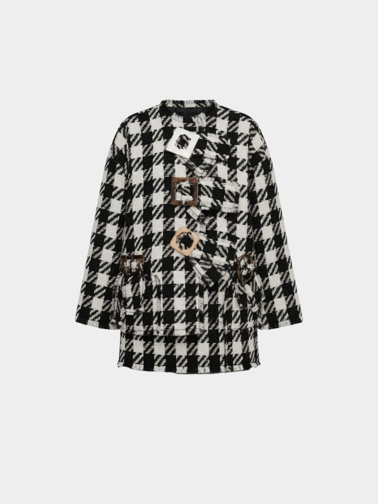 Dolce & Gabbana 2010s Black White Houndstooth Coat