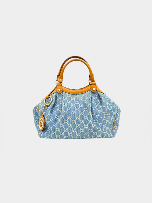 Gucci 2000s Blue Denim Monogram Bag