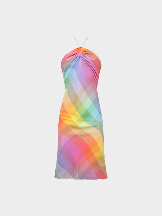 Chloé by Stella McCartney SS 2001 Gradient Rainbow Halter Dress
