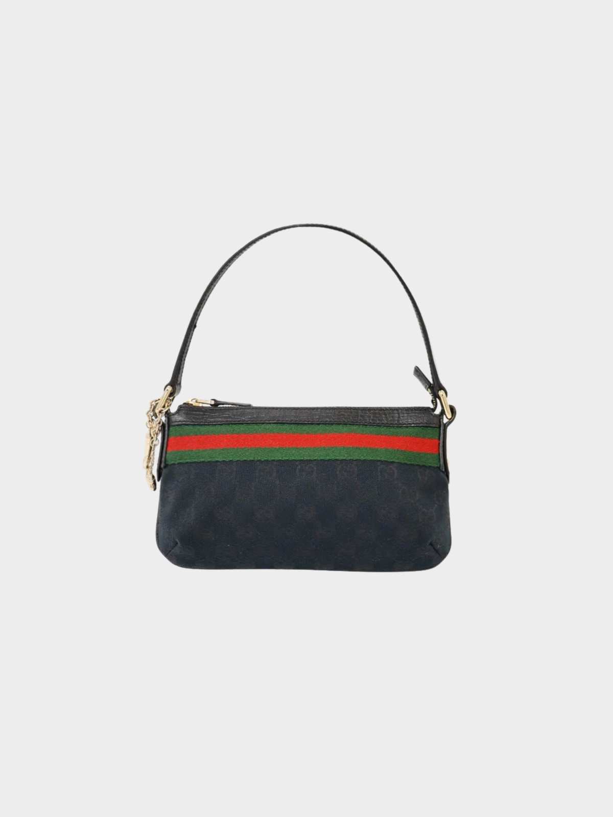 Gucci 2000s Black Sherry Line GG Canvas One-Shoulder Bag