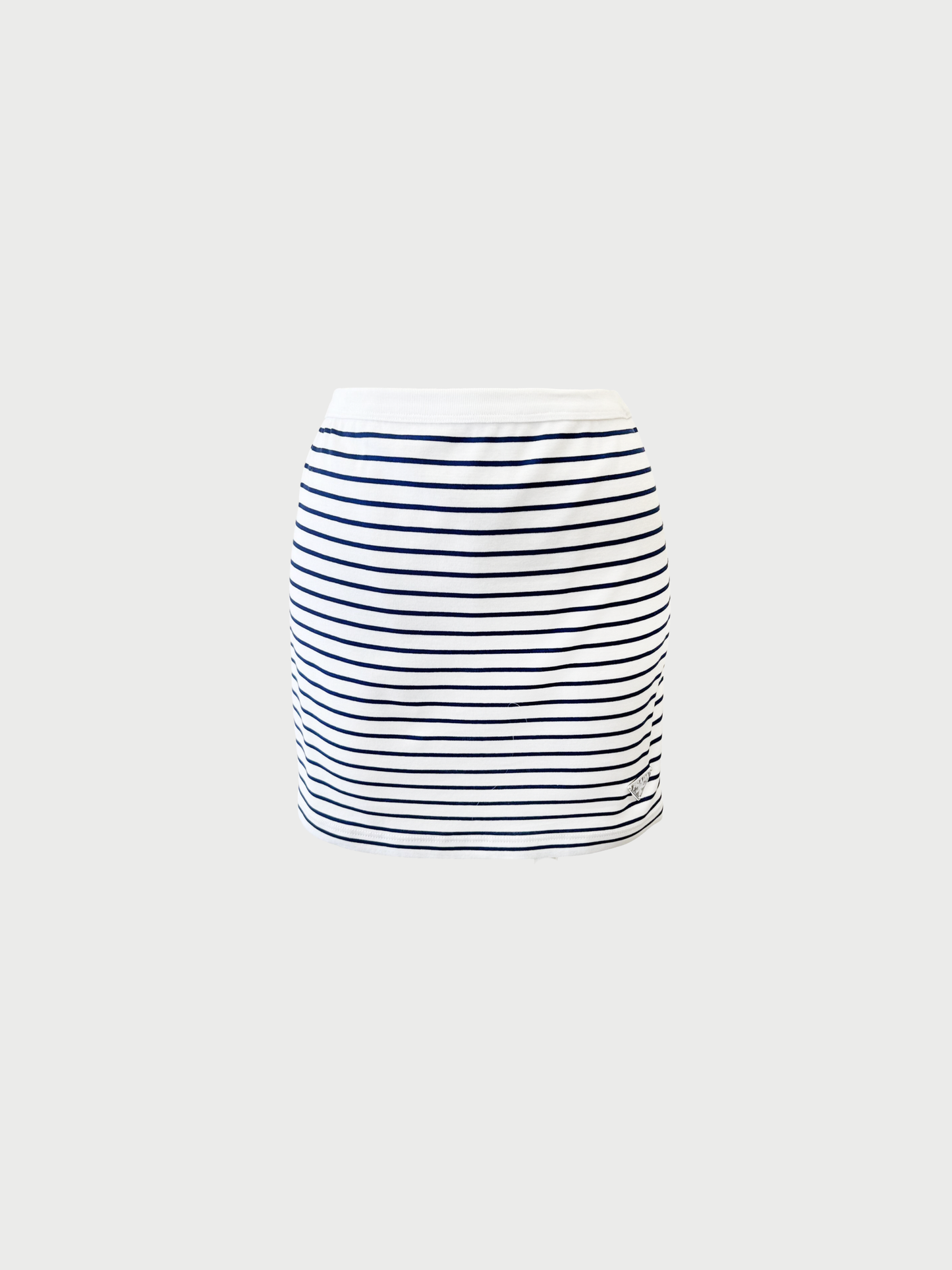 Prada 2020s White Cotton Navy Stripe Mini Skirt