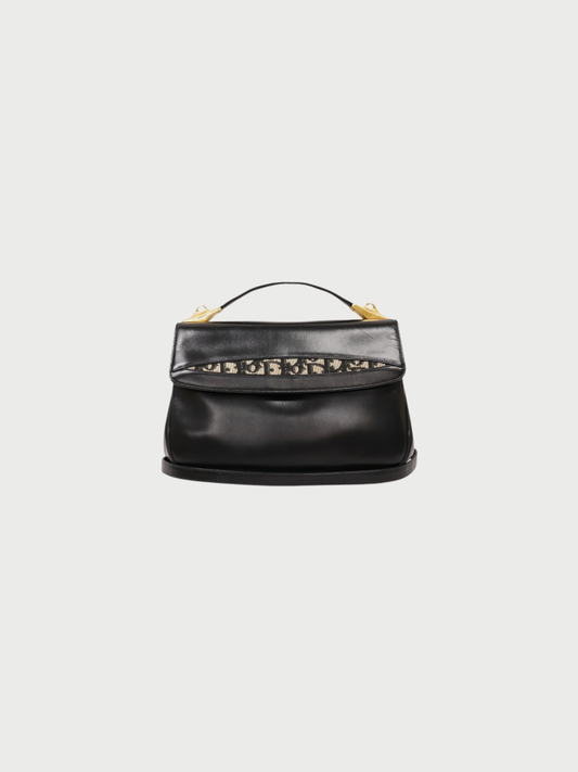 Christian Dior 2000s Black Trotter Leather Canvas 2Way Bag