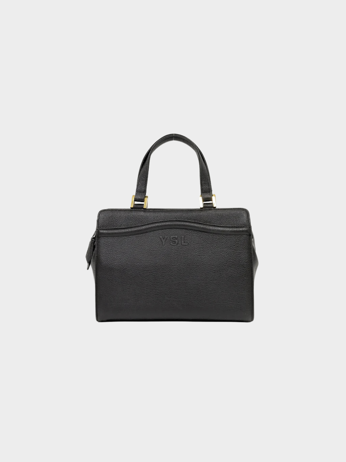 Yves Saint Laurent 2000s Black Logo-Embossed Leather Handbag
