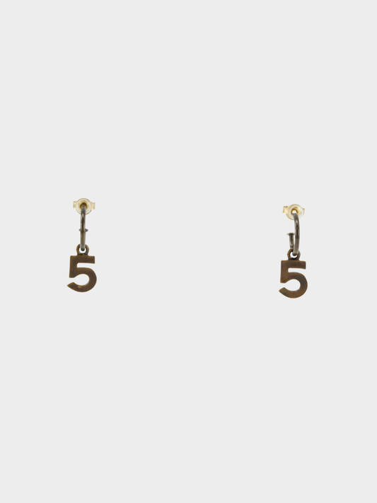 Chanel Fall 1997 Gold Plated No.5 Earrings