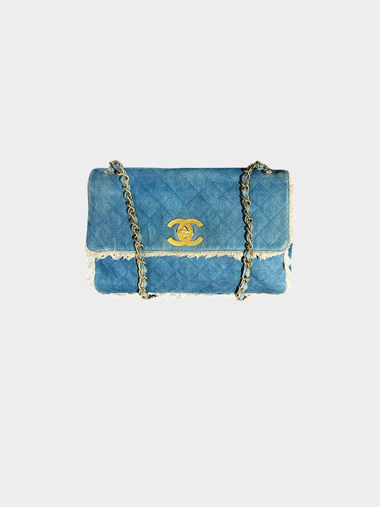 Chanel Late 1990s Denim Blue Quilted Maxi Flap Bag
