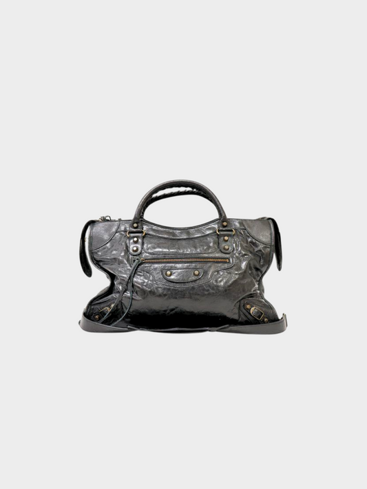 Balenciaga 2000s Black Moto Leather Classic Le City First Bag