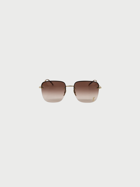 Yves Saint Laurent 2000s Gold Brown Sunglasses