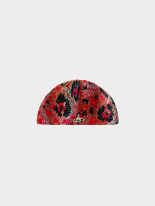 Vivienne Westwood 2000s Red Leopard Print Beret