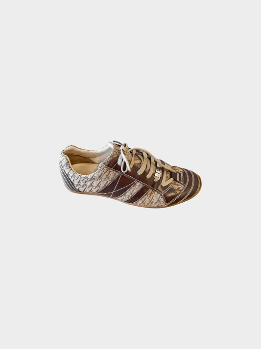 Christian Dior 2000s Brown Diorissimo Monogram Canvas and Leather Trim Sneakers