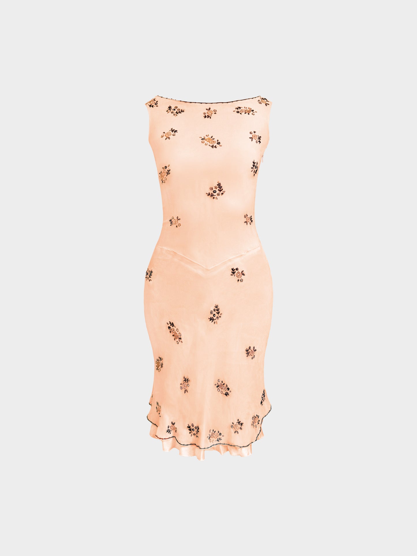 Blumarine 2000s Blugirl Beige Floral Embroidered Dress