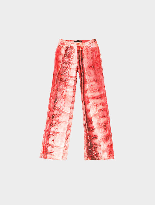 Roberto Cavalli Just Cavalli 2006 Red Python Print Pants