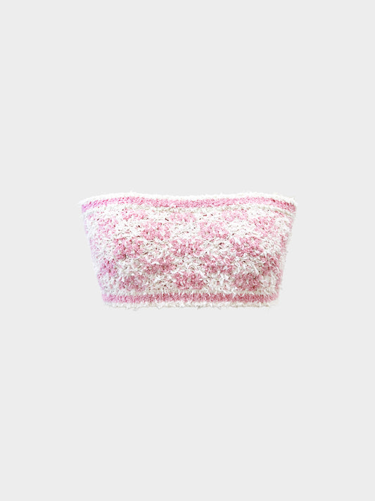 Chanel 2023 Pink and Ecru Knit Bandeau Top