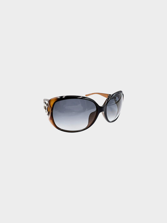 Christian Dior 2000s Brown Lady 1F/S Oversized Sunglasses