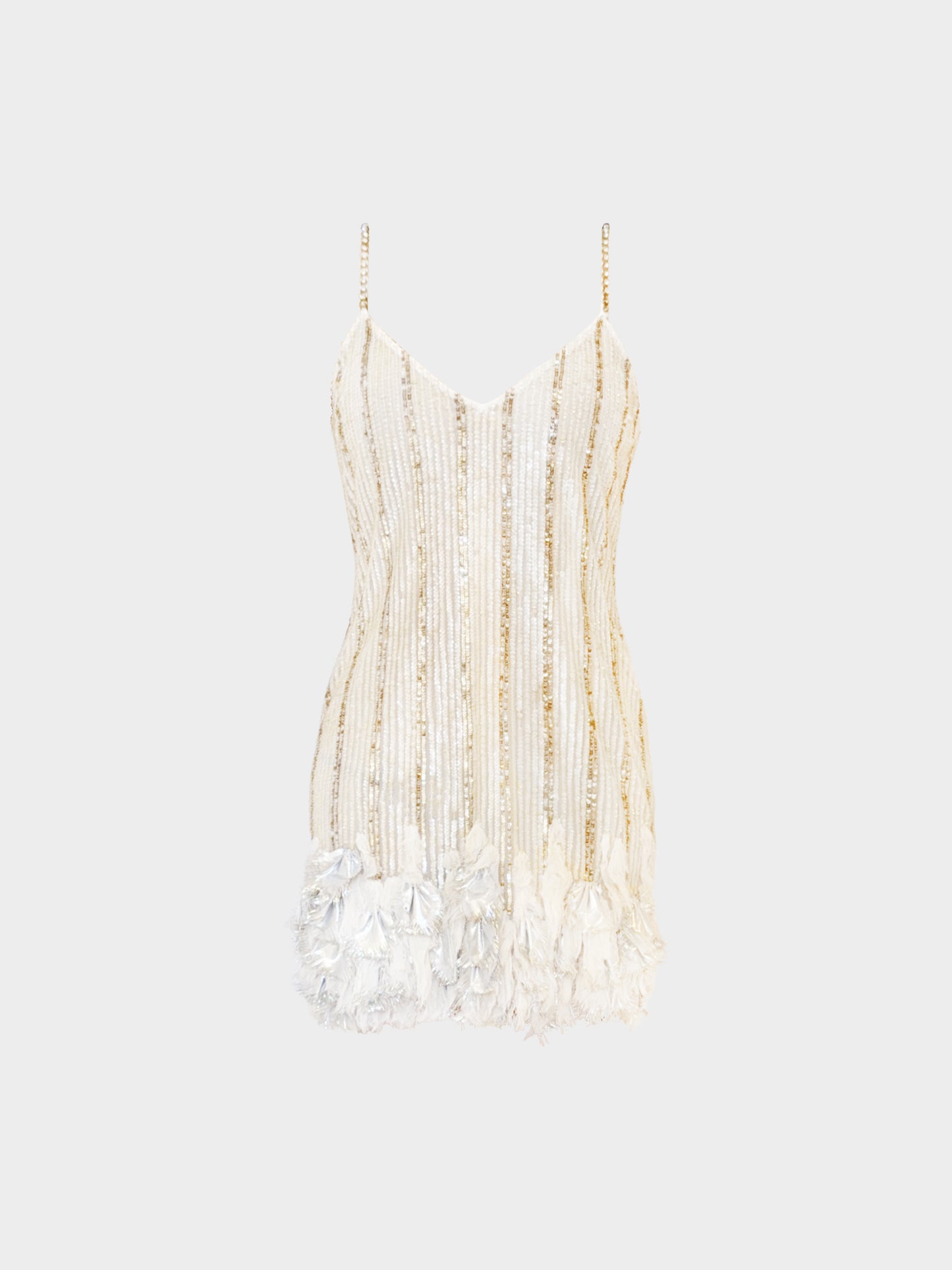 Blumarine 2000s Blugirl Beige and Silver Iridescent Sequined Mini Dress
