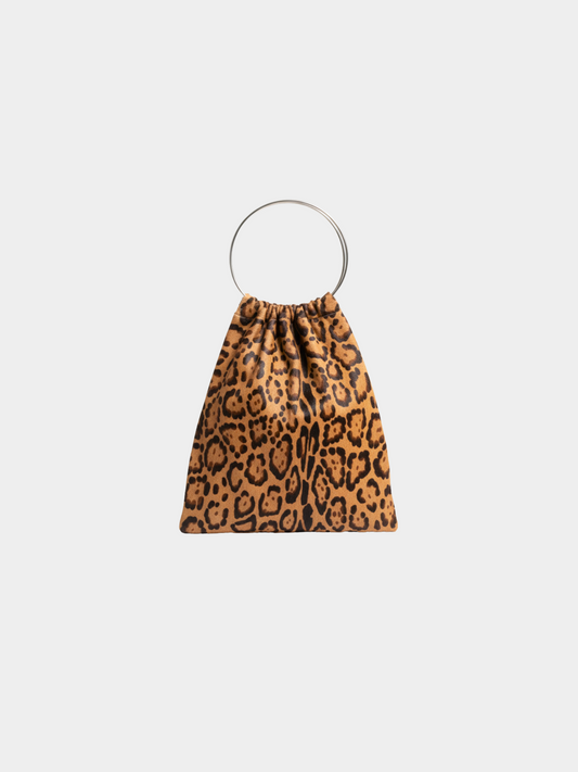Fendi 2000s Leopard Pony Hair Ring Handle Bag