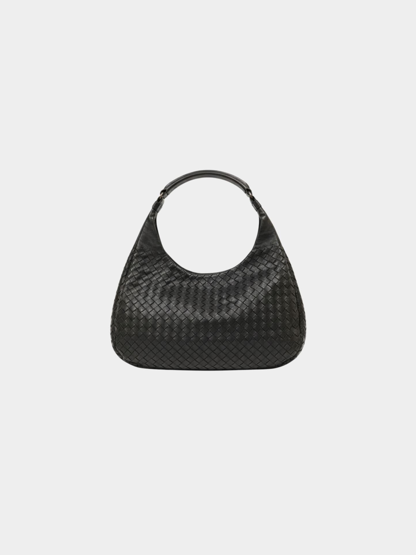 Bottega Veneta 2010s Black Leather Intrecciato Shoulder Bag