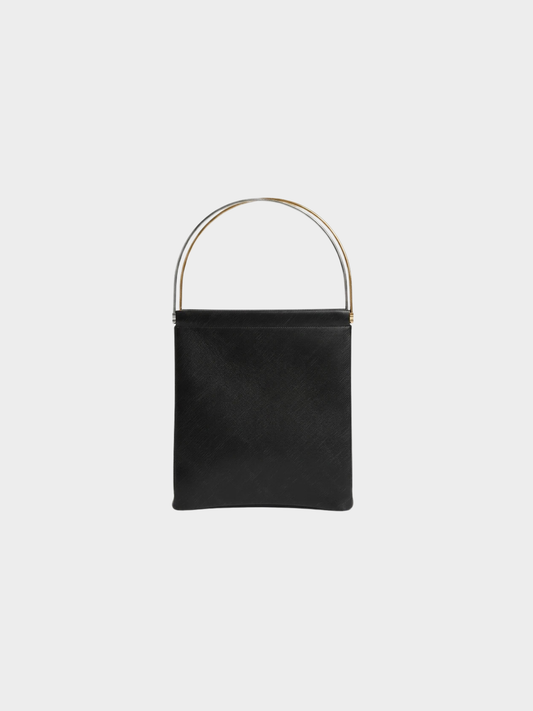 Cartier 1990s Black Trinity Tri-Color Handle Leather Accordion Bag