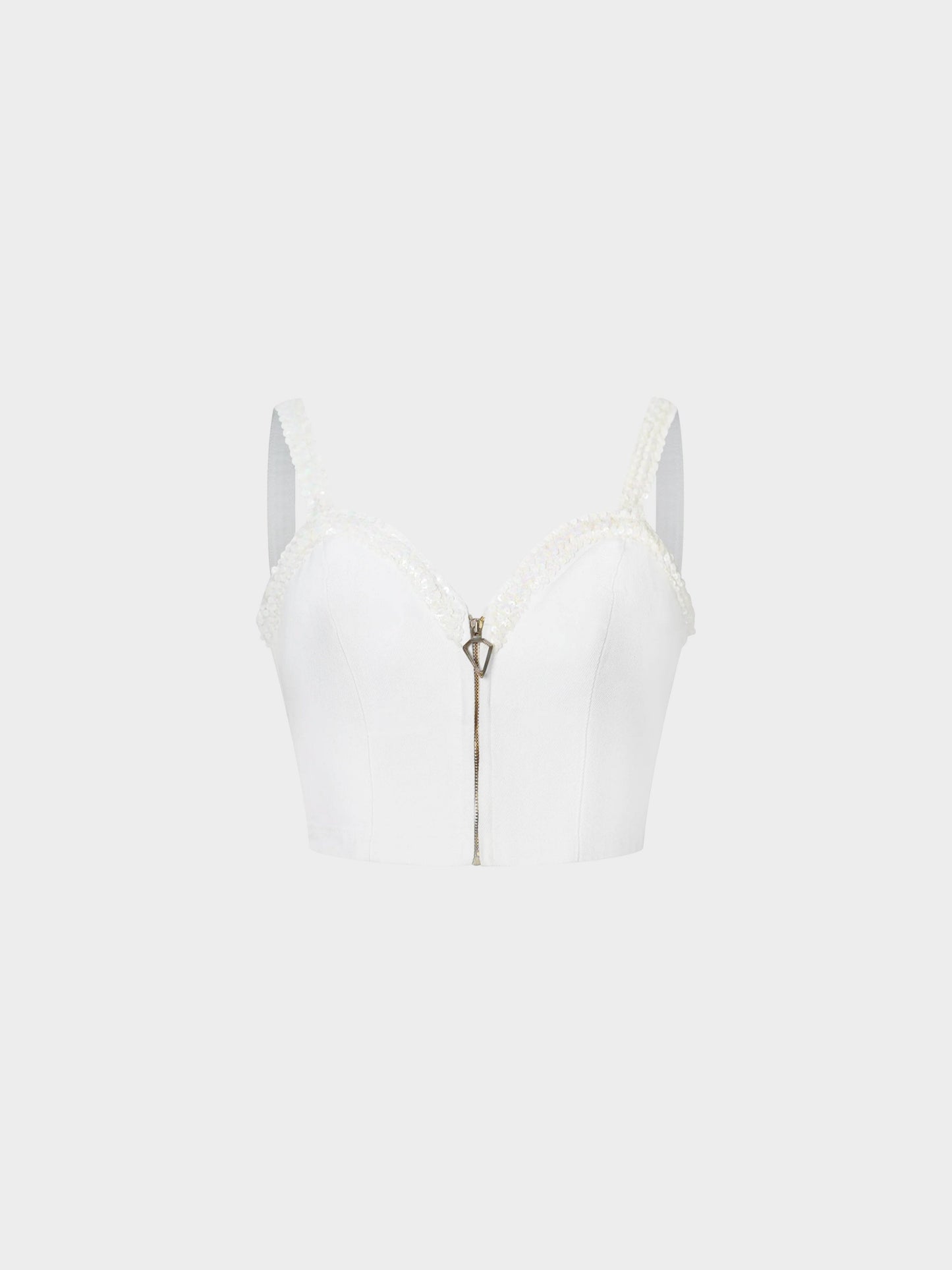 Blumarine 2000s White Sequin Bustier Top