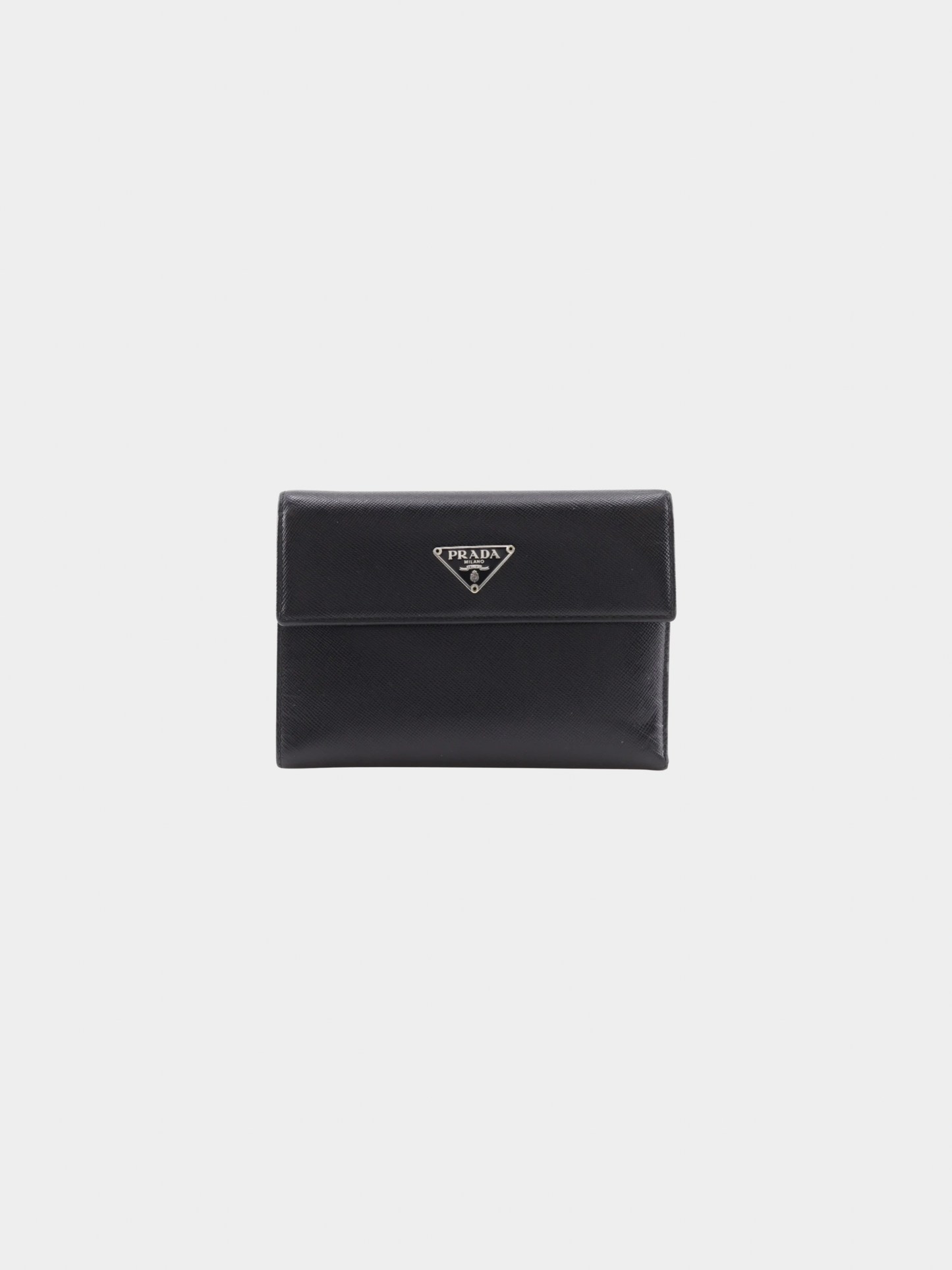 Prada 2000s Black Saffiano Leather Bi-Fold Wallet