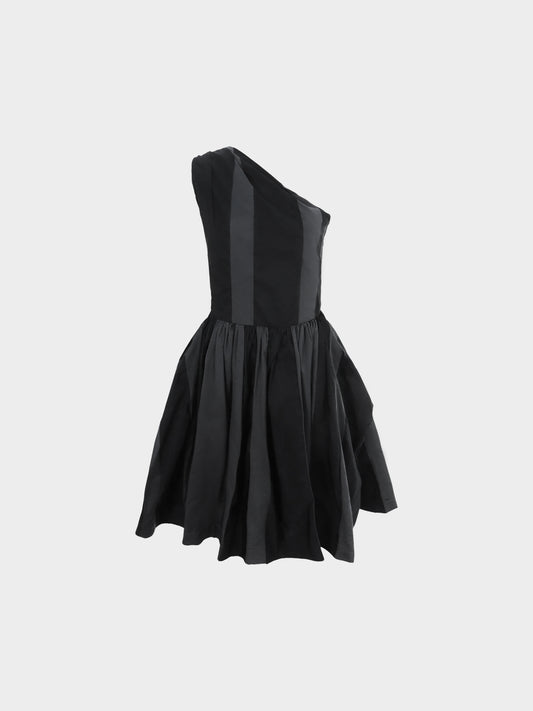 Vivienne Westwood Early 2000s Anglomania Grey and Black Asymmetrical One-shoulder Dress