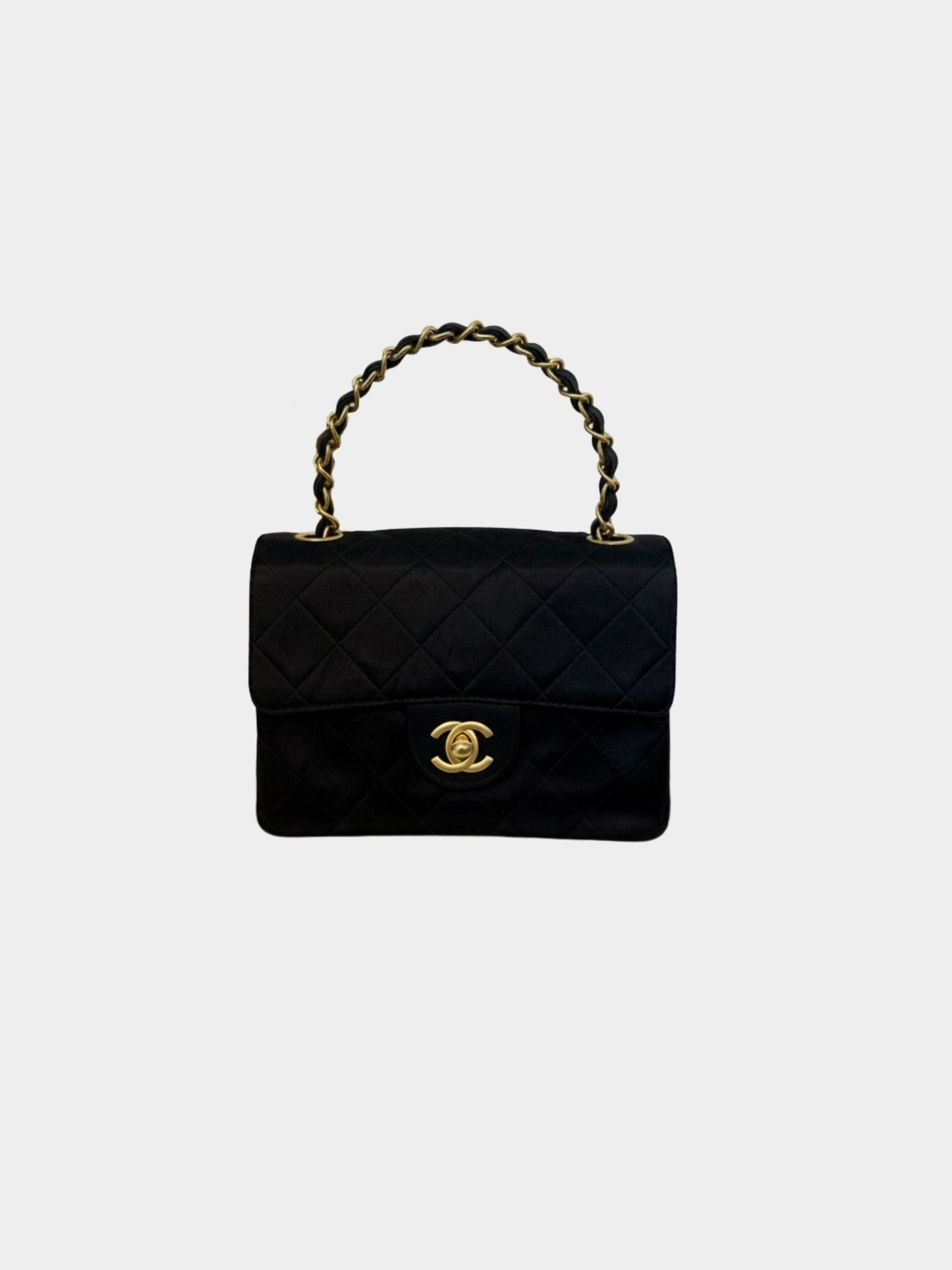 Chanel 1990s Black Satin Mini Classic Flap Bag