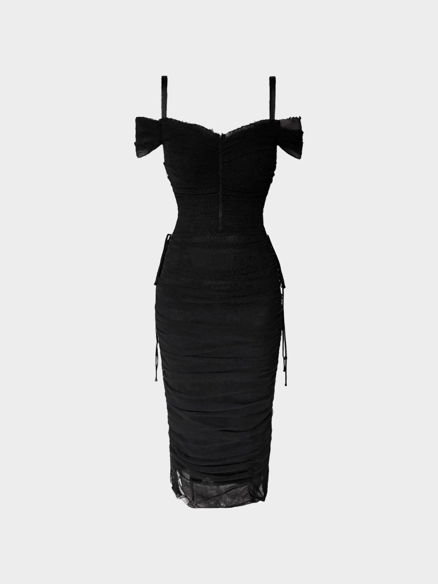Dolce and Gabbana SS 2018 Runway Black Ruched Dress