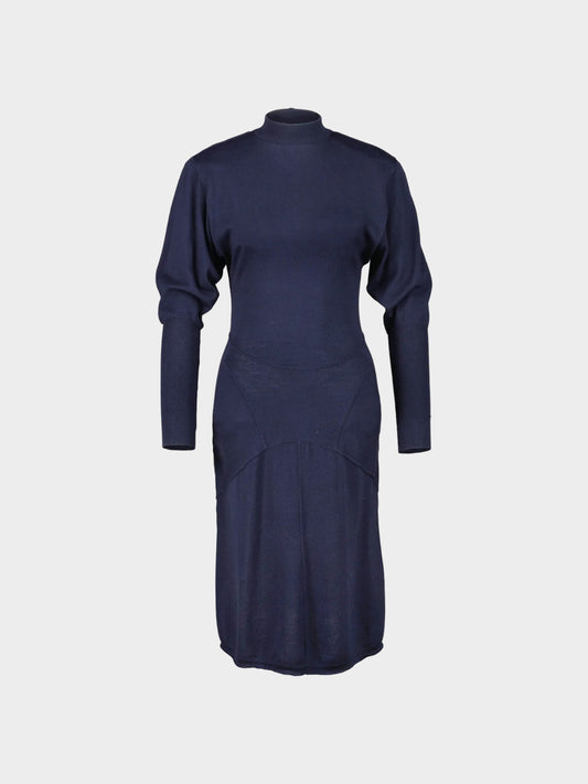 Azzedine Alaïa FW 1984 Blue Fitted Wool Dress