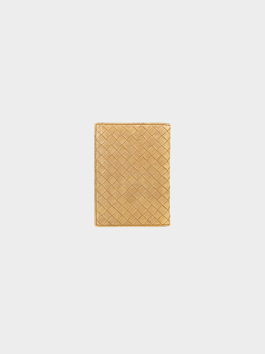Bottega Veneta 2000s Beige Intrecciato Leather Passport Case